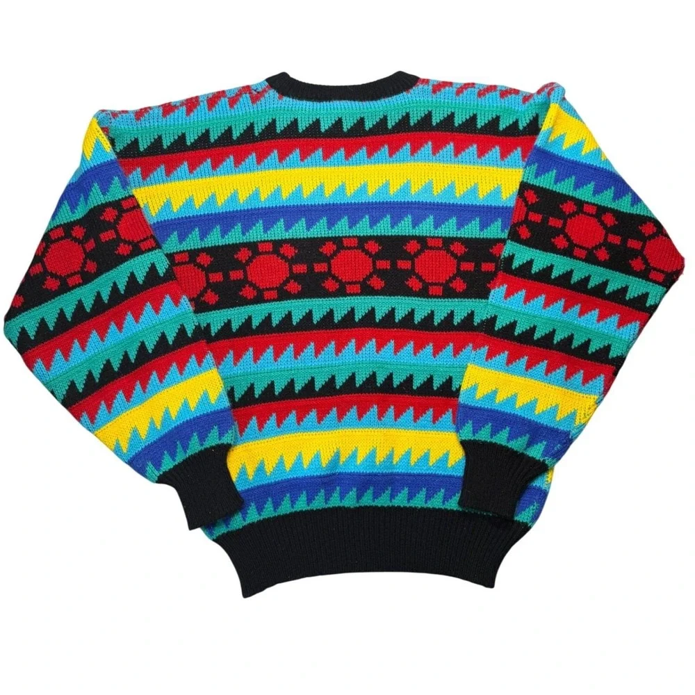 Vintage 80s OP Ocean Pacific Rainbow‎ Knit Sweater Mens Large Apres Ski